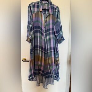 Melissa McCarthy & Seven Collaboration Plaid Midi Dress with Pockets in Size 1X